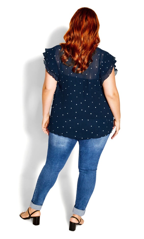 Pleated Spot Top - navy, BLUE, alternate image number 3