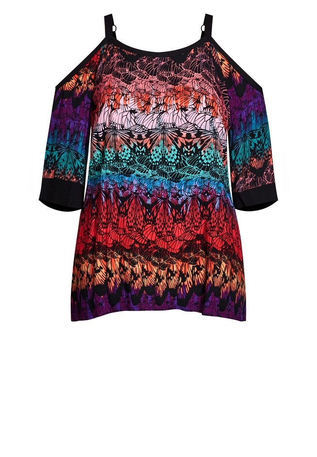 Daisy Cold Shoulder Print Top, METAMORPHOSIS, alternate image number null