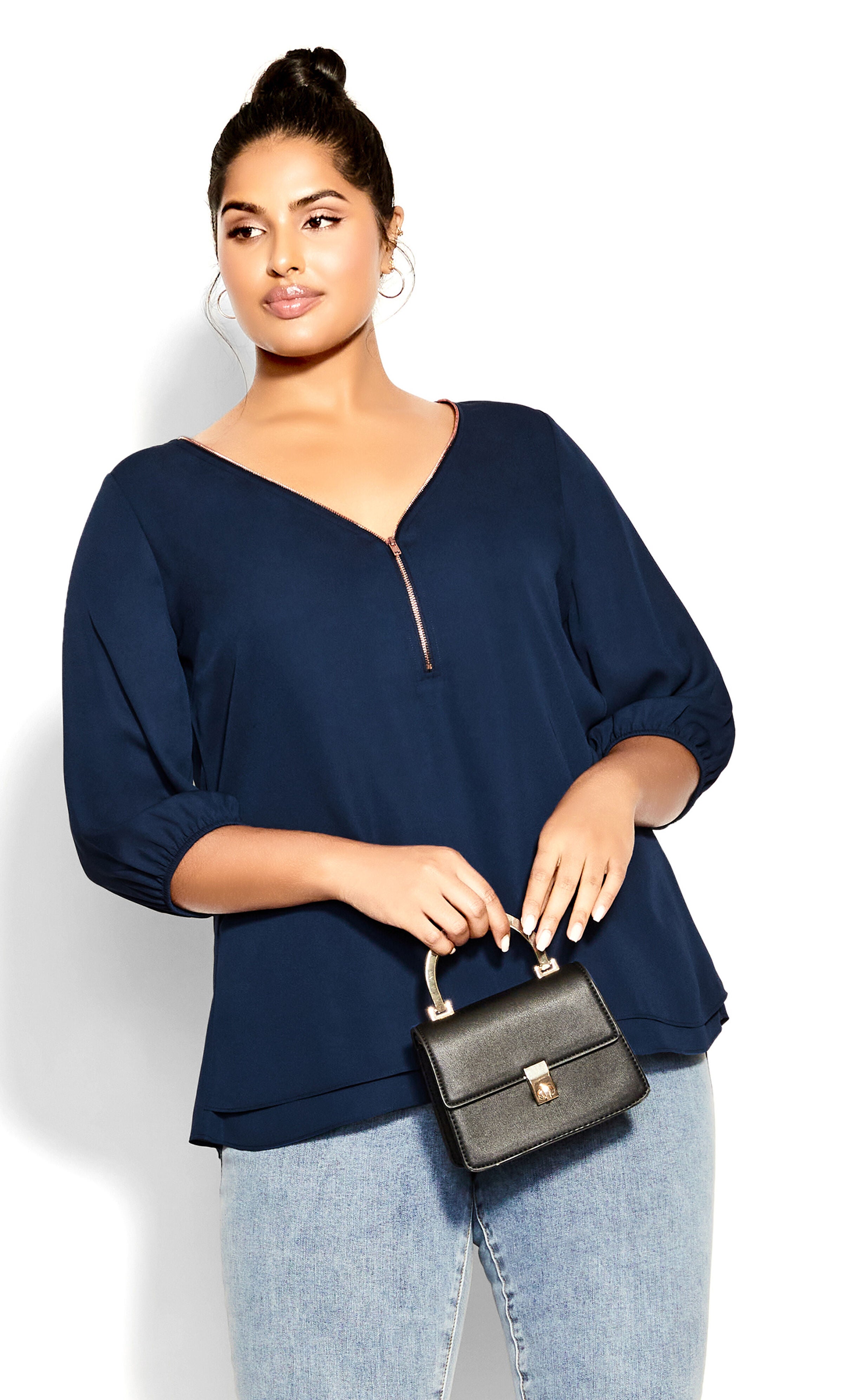 Sexy Fling Elbow Sleeve Top, BLUE, hi-res image number 0