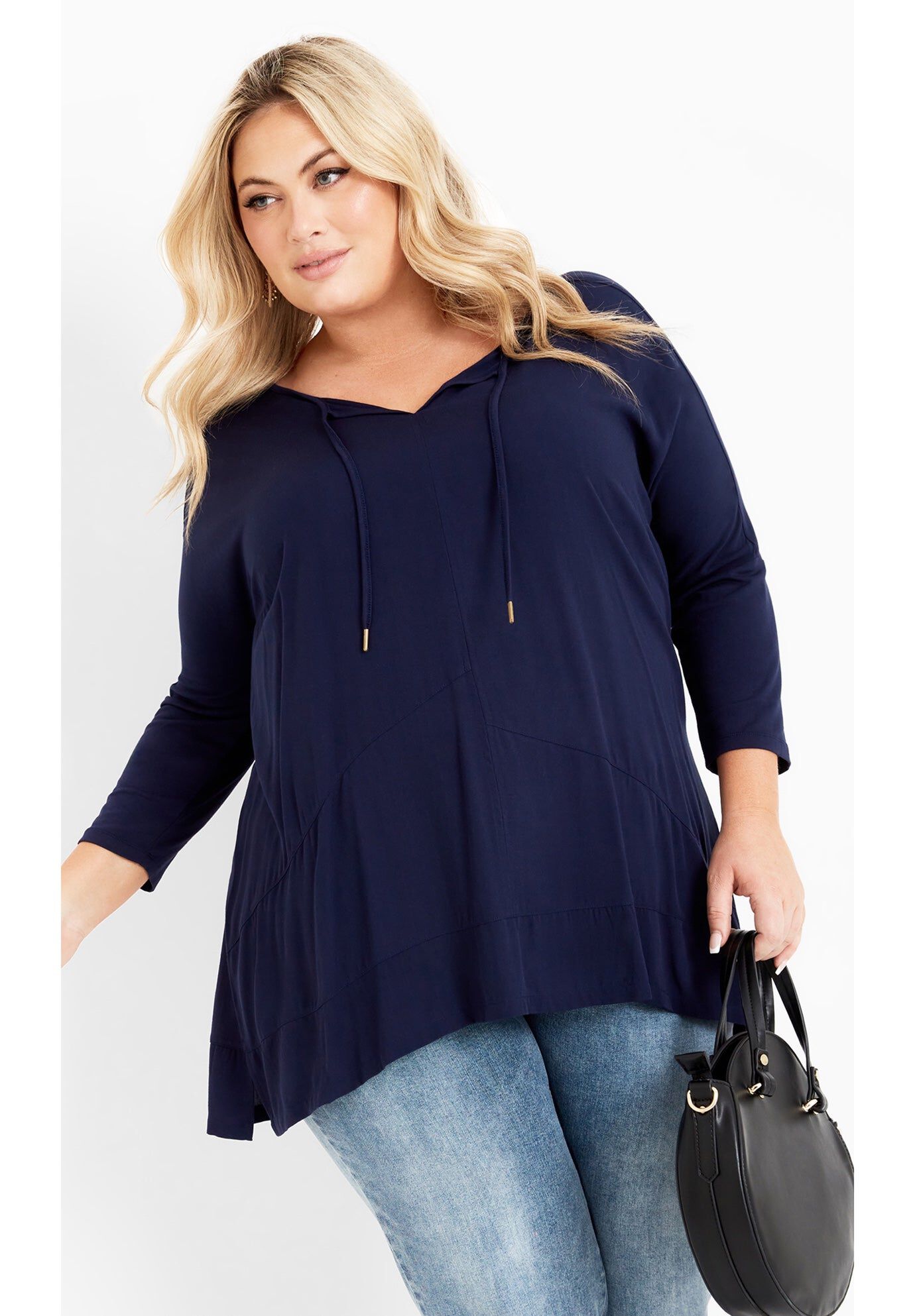 Sheila Mix Media Top, NAVY, hi-res image number 0