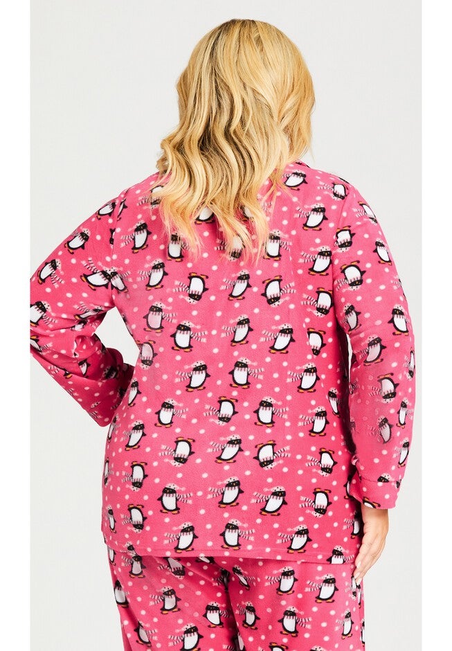 Penguin Button Fleece Sleep Top, PENGUIN PRINT, on-hover image number null