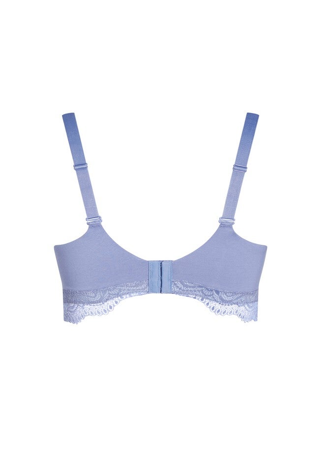 Cotton Wire Free Contour Bra - heather blue, BLUE, alternate image number null