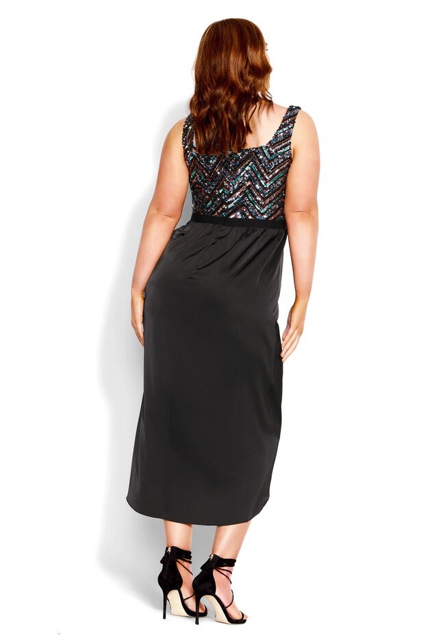 Sequin Bodice Dress - multi, BLACK, alternate image number 6