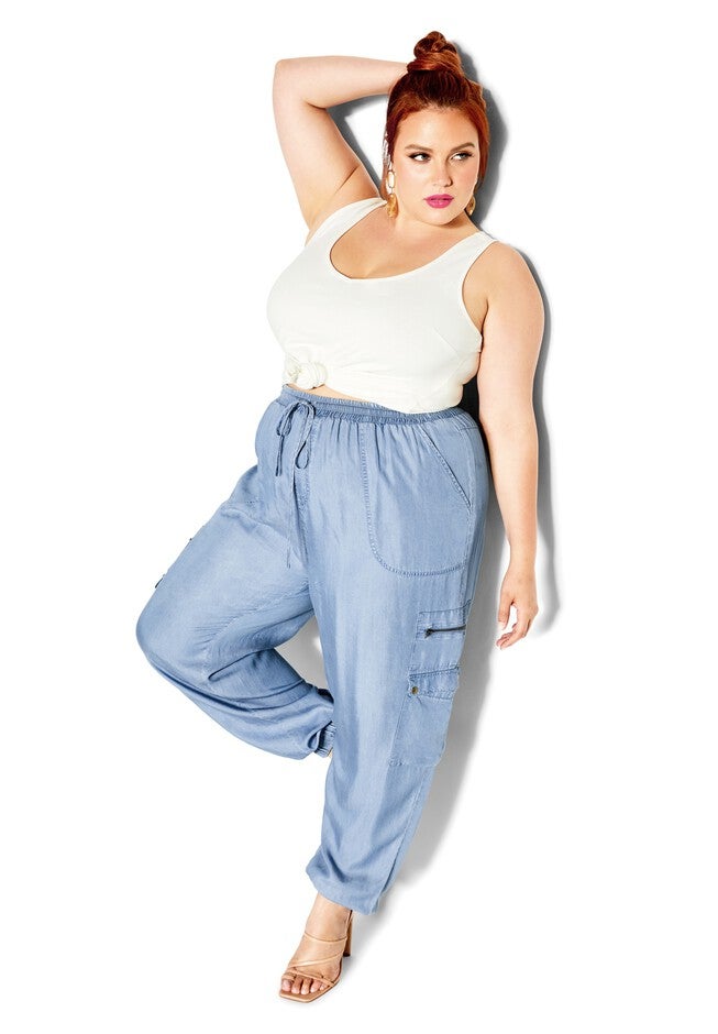 Natalie Pant - chambray, BLUE, alternate image number null