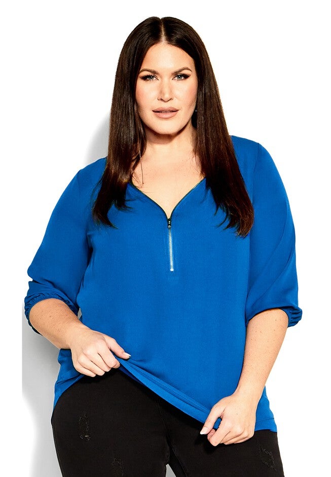 Sexy Fling Elbow Sleeve Top - blue, BLUE, hi-res image number null