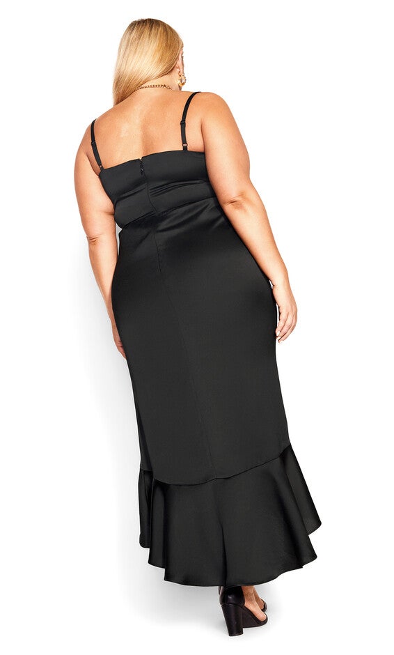 Bella Ruffle Maxi Dress - black, BLACK, alternate image number 4