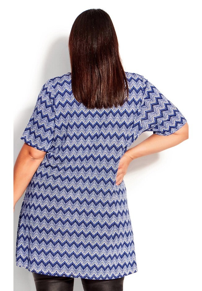 Liv Pleat Print Tunic, MARINE ZIG ZAG, on-hover image number 1