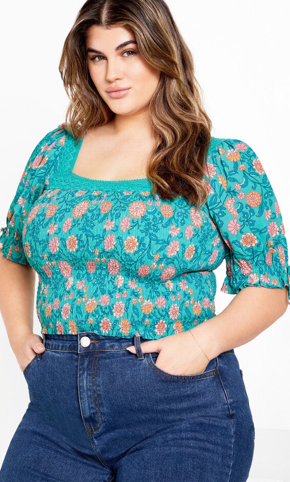 Aurora Print Top - turquoise, BLUE, hi-res image number null