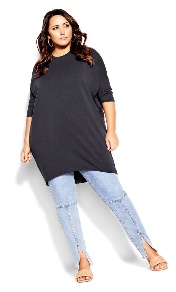 Oversize Longline Top - navy, BLUE, hi-res image number 0