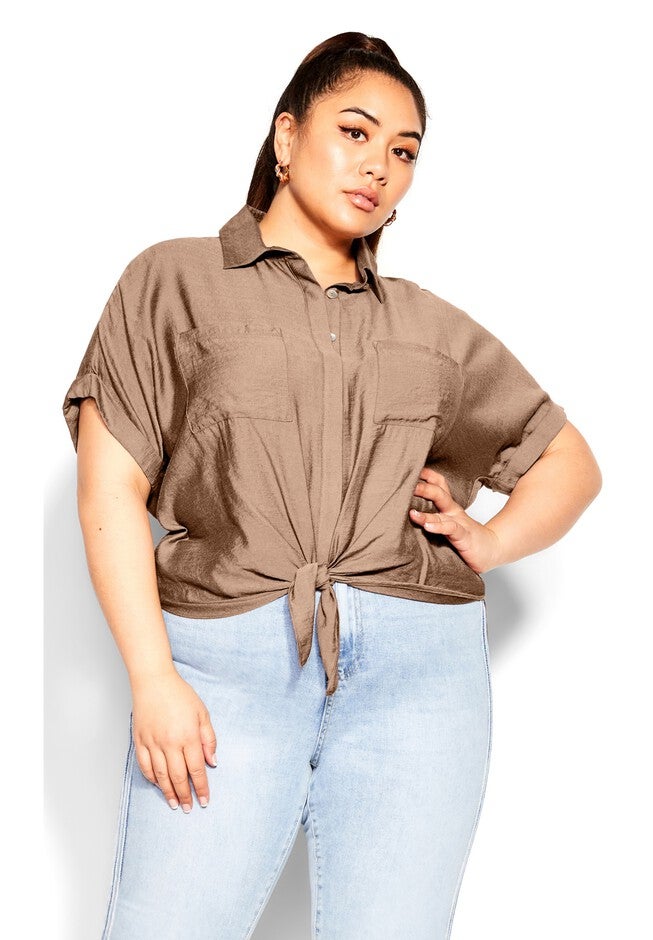 Relaxed Summer Shirt - mocha, BROWN, on-hover image number 1