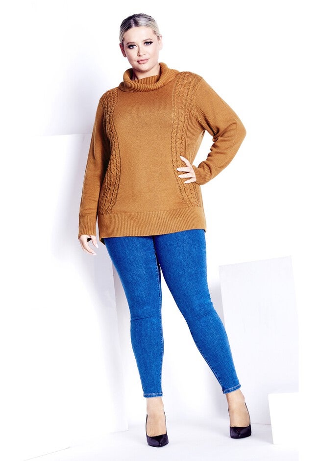 Rosie Cable Knit Sweater, ALMOND, hi-res image number null