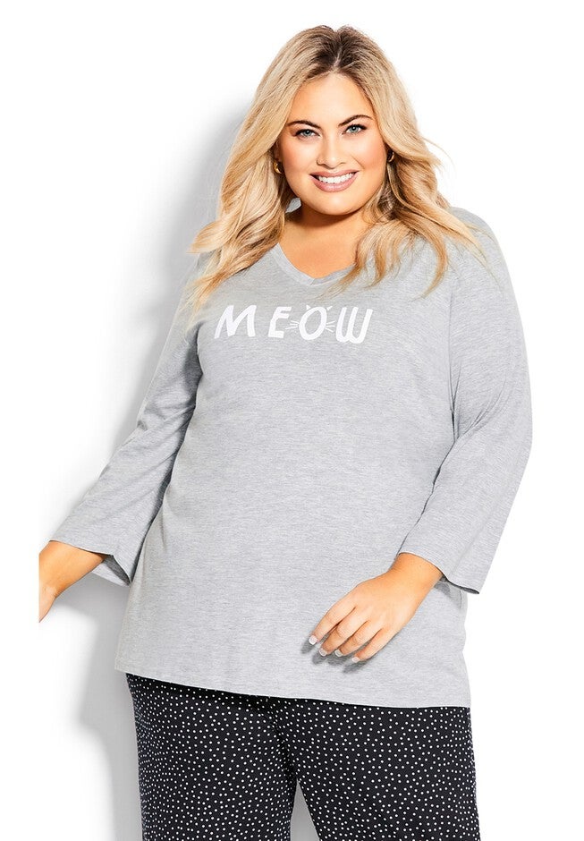 Meow Sleep Top, MEOW PRINT, alternate image number 3