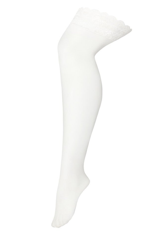 Lace Top Hold Ups - champagne, WHITE, hi-res image number null