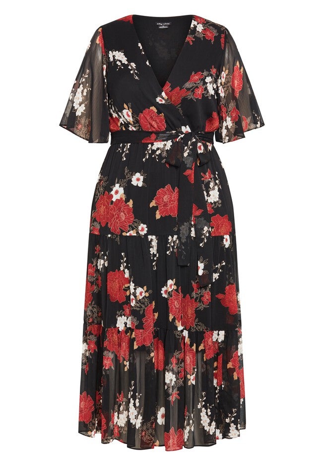 Stephanie Print Maxi Dress - black, BLACK, alternate image number null