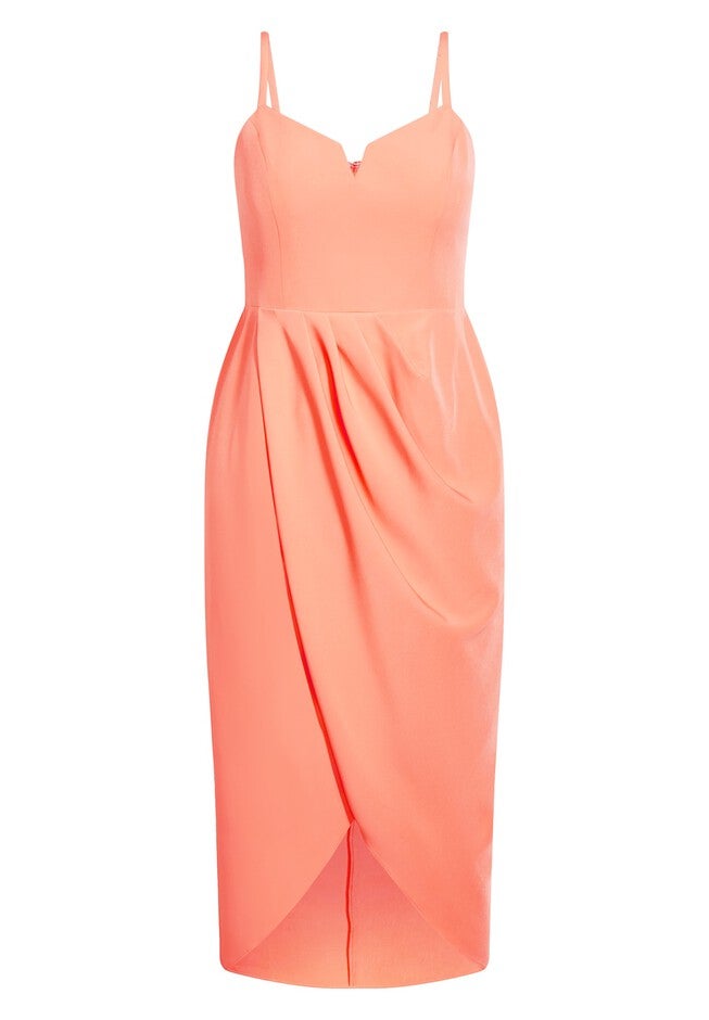 Sassy V Dress - melon, ORANGE, alternate image number 3