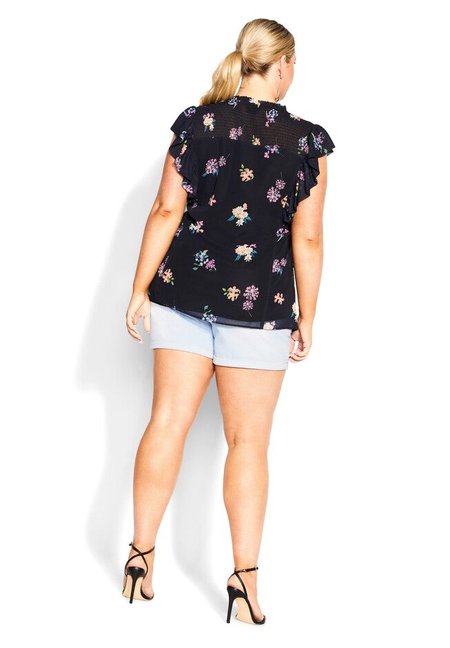 Bella Print Top - black, BLACK, alternate image number null
