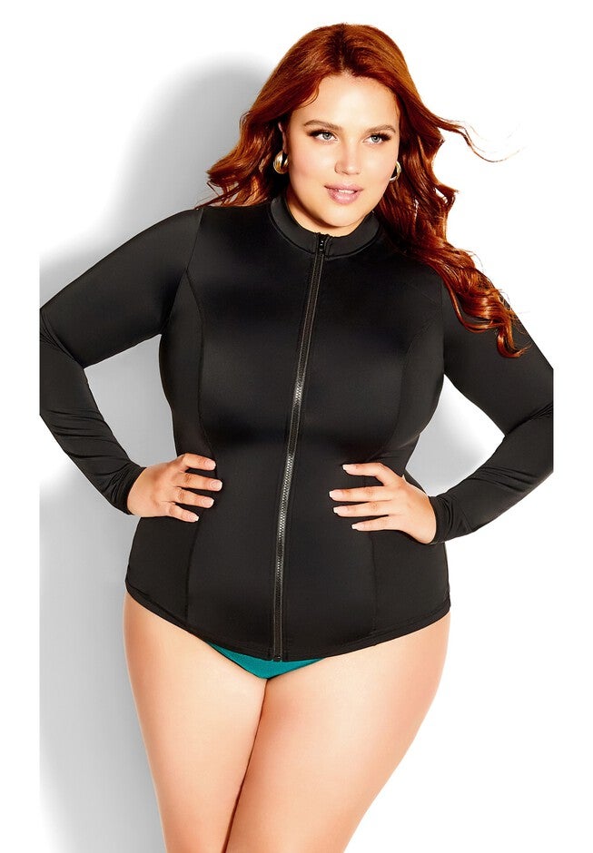 Cancun Long Sleeve Sun Top - black, BLACK, hi-res image number 0