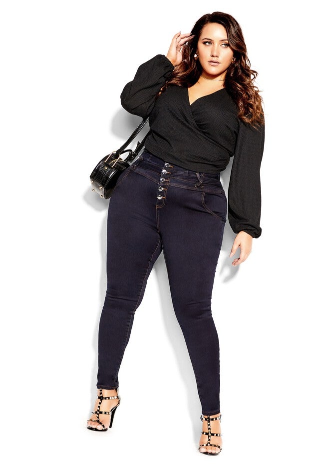 Harley Short Western Corset Jean - dark denim, BLUE, hi-res image number null