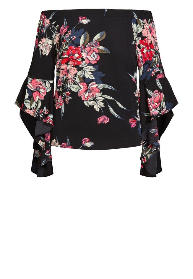 Misty Floral Top - black floral, BLACK, alternate image number null