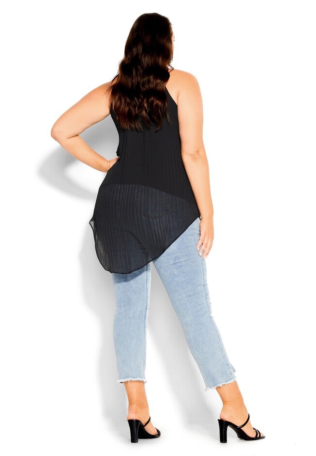 Pleated Crush Top - black, BLACK, alternate image number 2