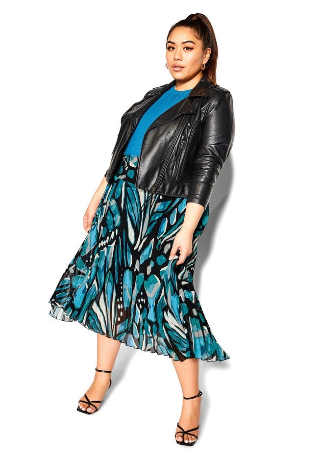 Sabrina Print Skirt - teal, GREEN, hi-res image number 0