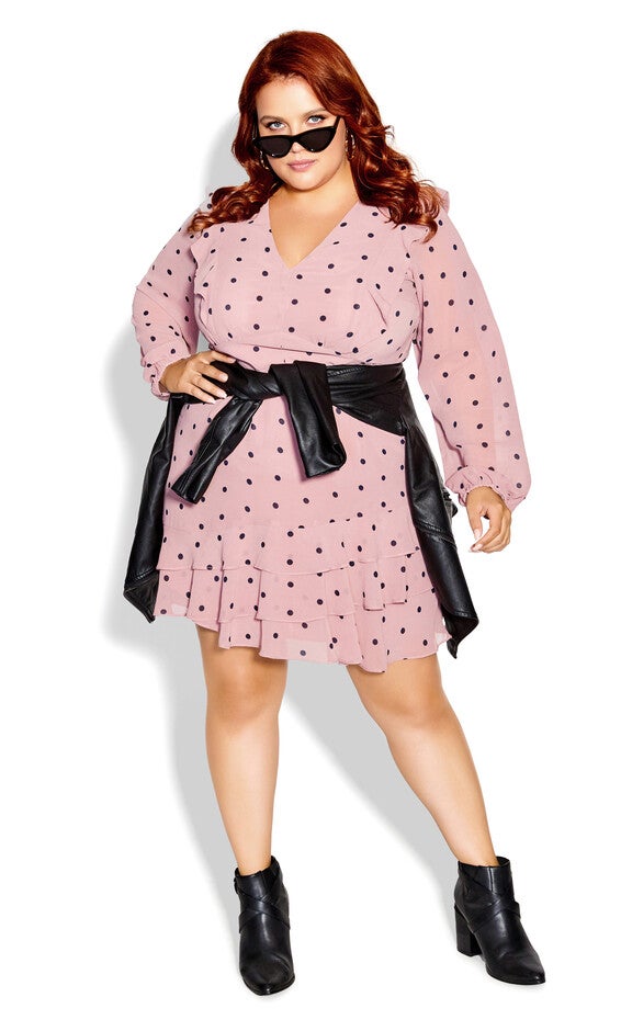Sabrina Dress - pink polka dot, PINK, alternate image number null