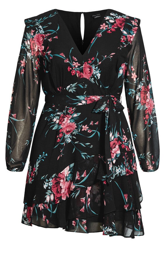 Lauren Dress - black, BLACK WHIMSICAL FL, alternate image number 3