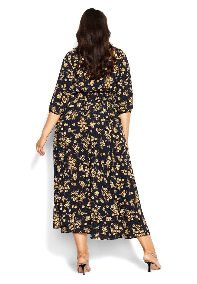 Desire Print Maxi Dress - black yellow, BLACK, on-hover image number null