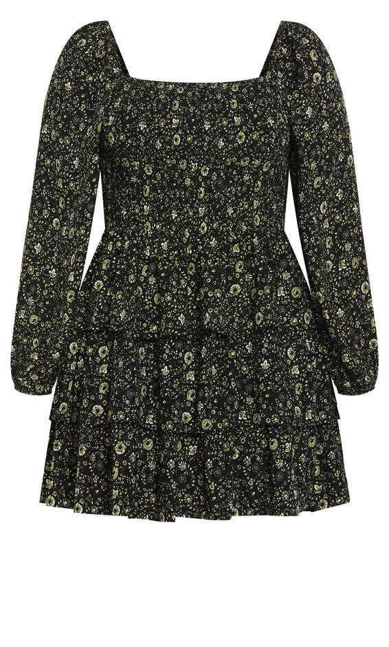 Dahlia Print Mini Dress - olive ditsy, GREEN, alternate image number null