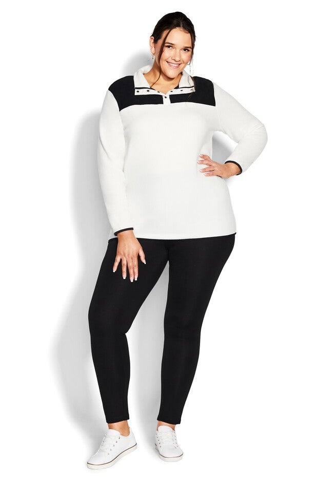 Polar Fleece Color Block Pull Over, IVORY BLACK, alternate image number 3
