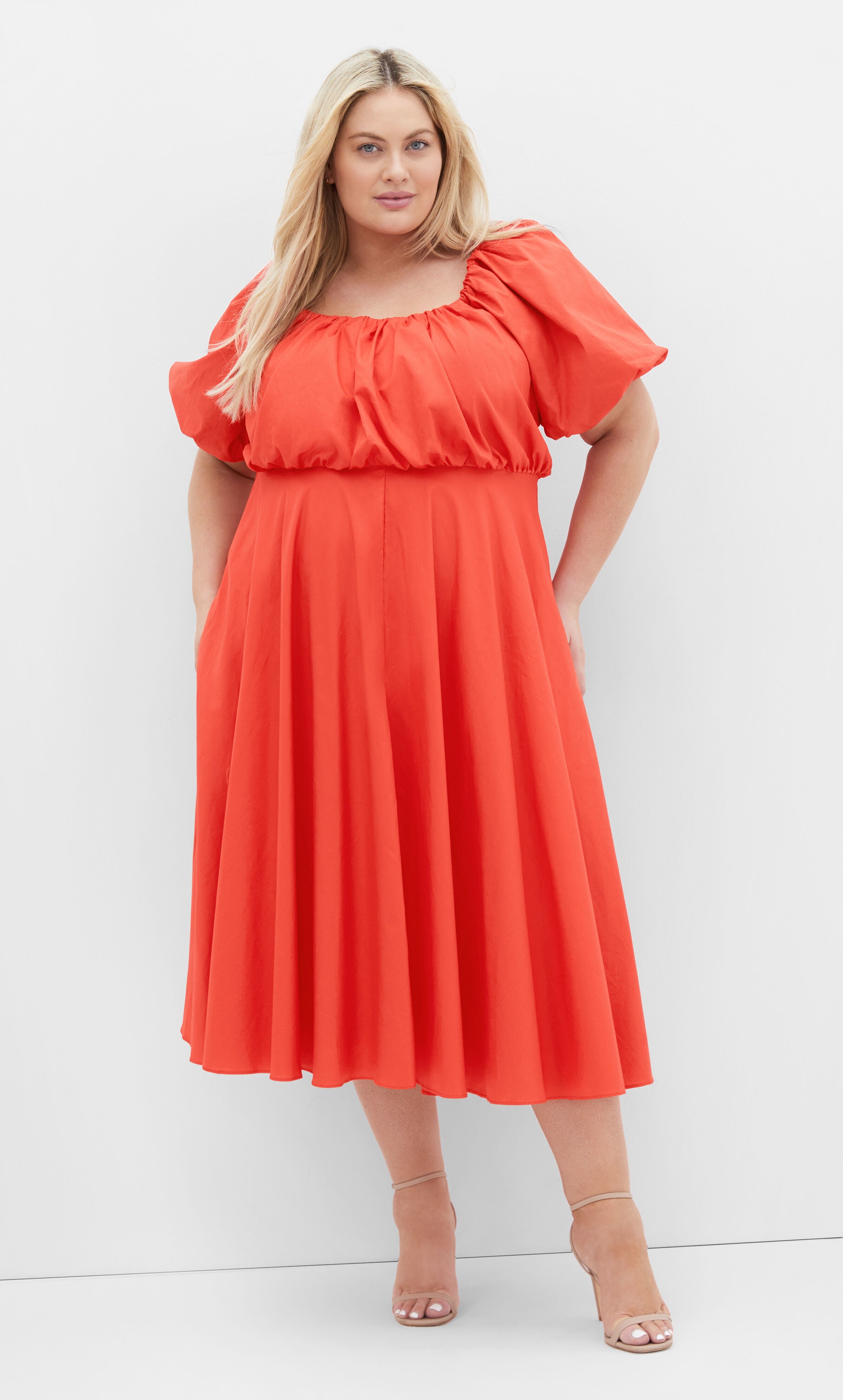 Rosabella Dress - coral, ORANGE, hi-res image number 0