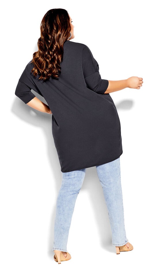 Oversize Longline Top - navy, BLUE, alternate image number 5
