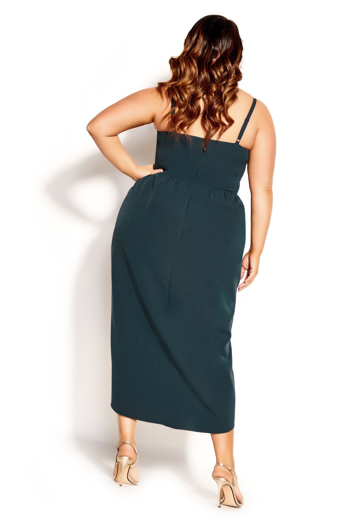 Sassy V Dress - emerald, GREEN, on-hover image number 1