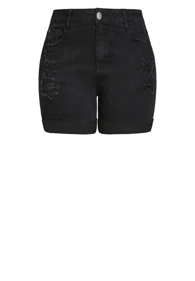 Ripped Love Short - black wash, BLACK, alternate image number null