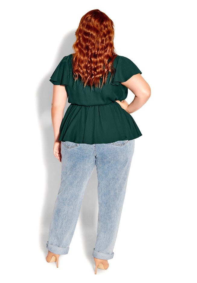 Wrap Frills Top - jade, GREEN, alternate image number null