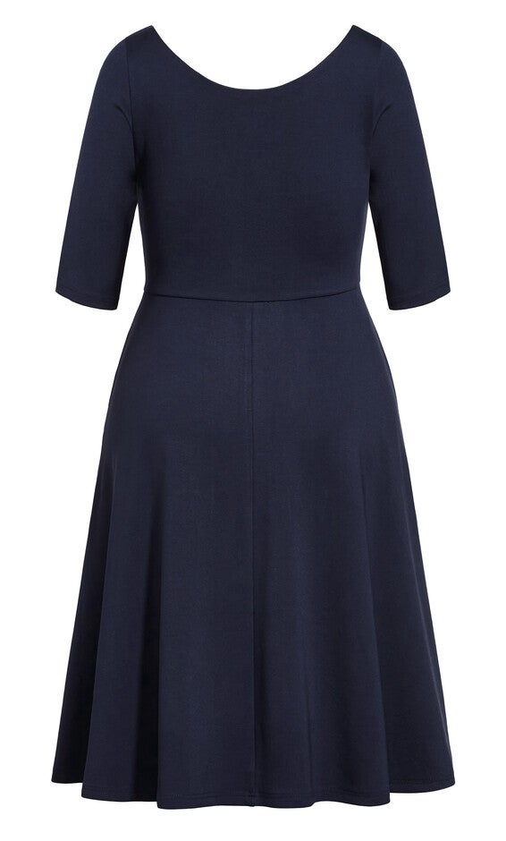 Cute Girl Elbow Sleeve Dress - navy, BLUE, alternate image number 6
