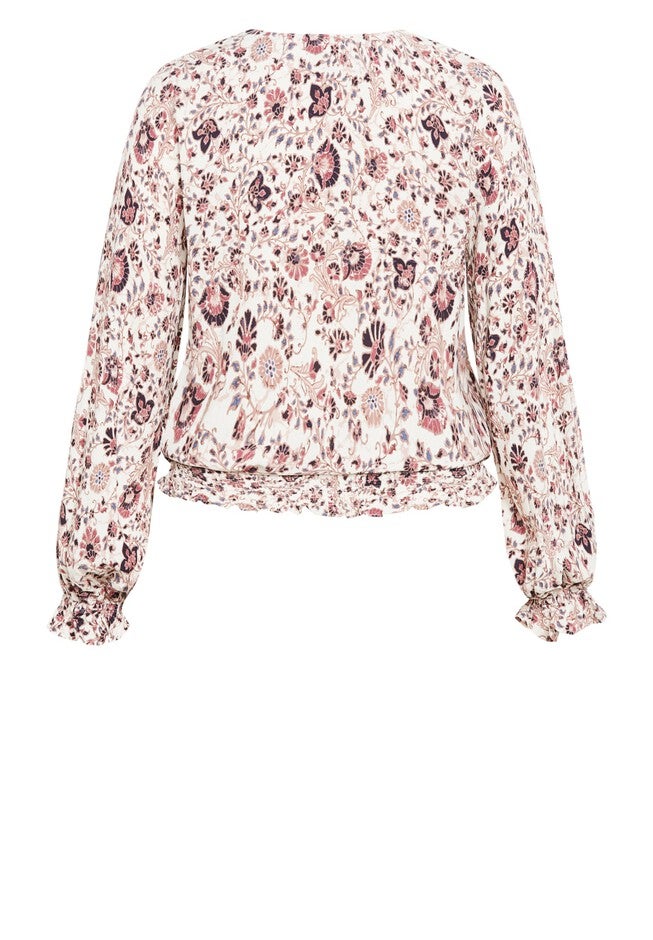 Mylah Shirred Top, FOLK FLORAL, alternate image number 2