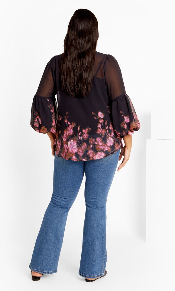 Romance Border Shirt - black, BLACK, alternate image number 2
