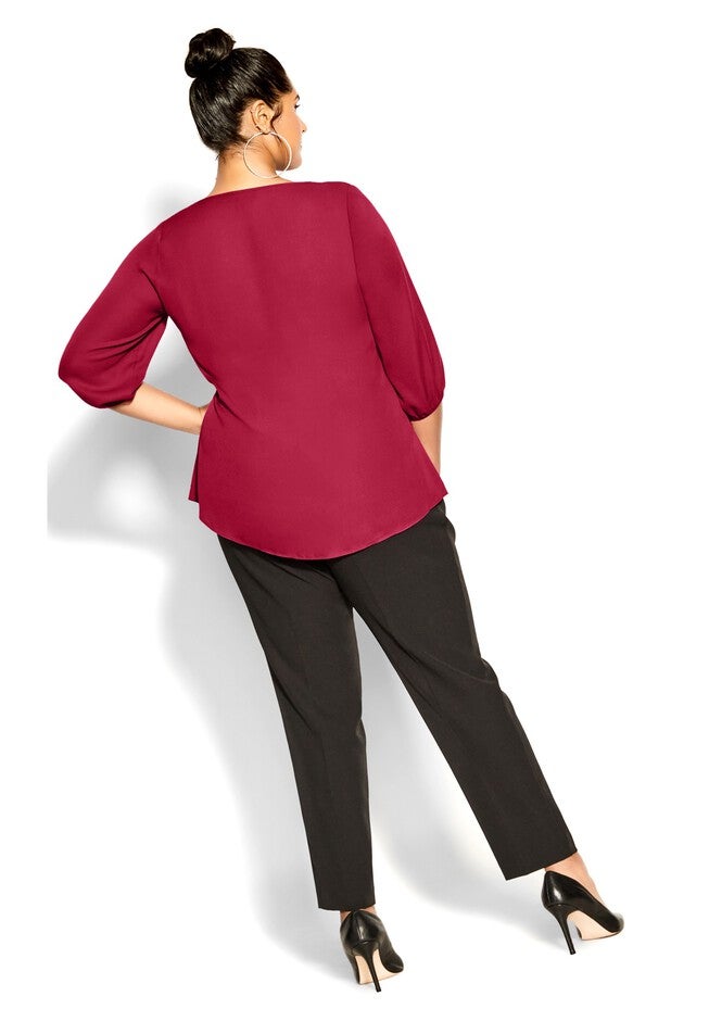 Sexy Fling Elbow Sleeve Top - sangria, RED, alternate image number null