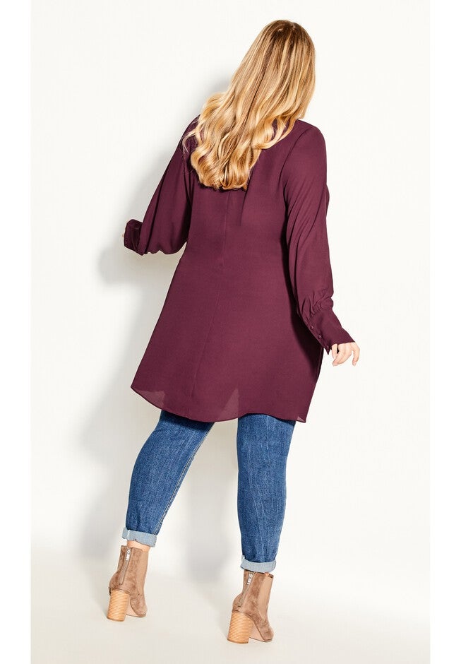 Neck Tie Tunic - plum, RED, alternate image number 6