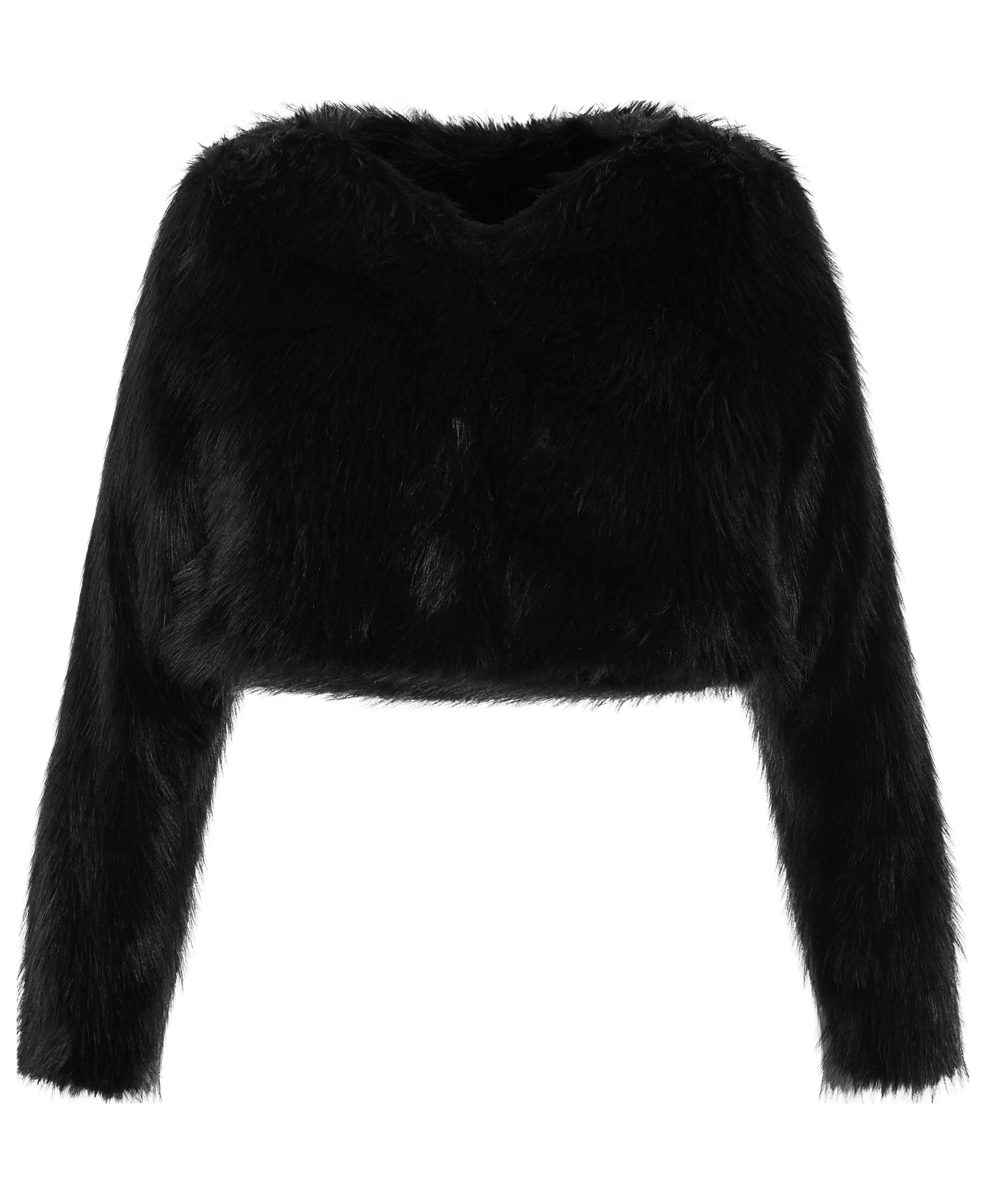 Angelica Faux Fur Crop Jacket, BLACK, alternate image number 3