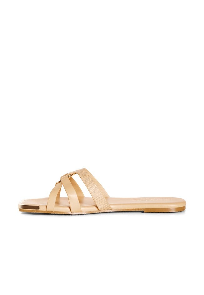 WIDE FIT Dressy Gold Embellishment Diana Sandal - nude, BEIGE, alternate image number null