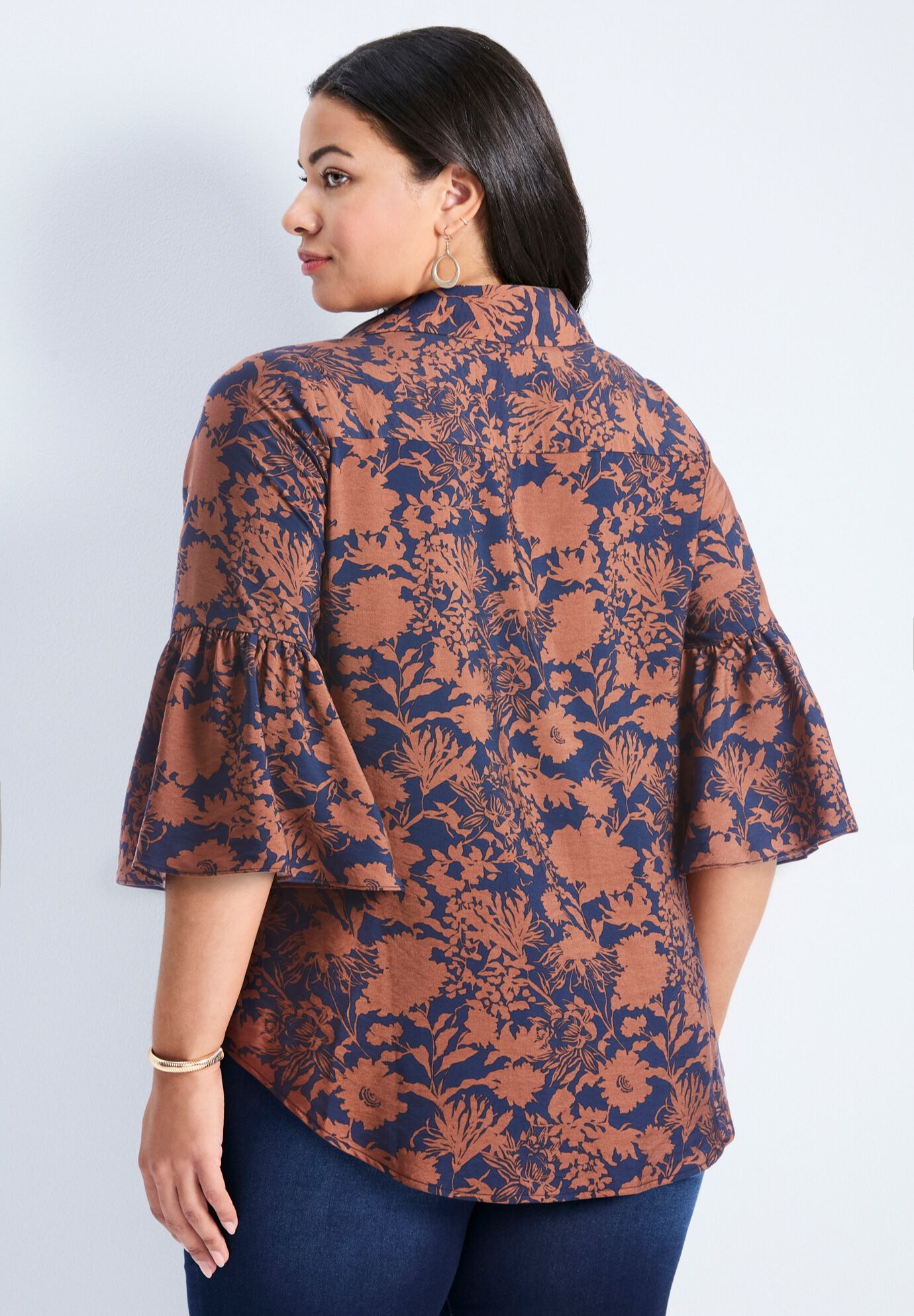 Sonia Concealed Placket Print Shirt, WHIMSY FLORAL, on-hover image number 1