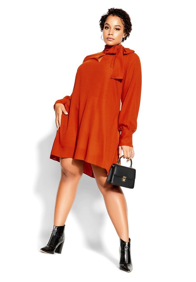 Neck Tie Tunic - rust, BROWN, on-hover image number null