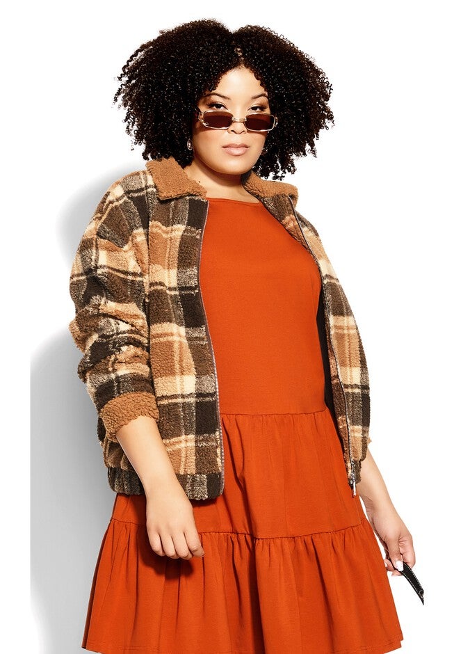 Scottie Jacket - toffee check, BROWN, hi-res image number null