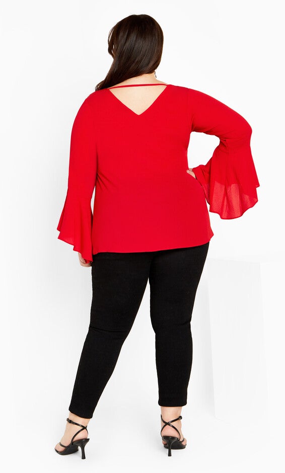 Bell Sleeve Top - love red, RED, alternate image number null