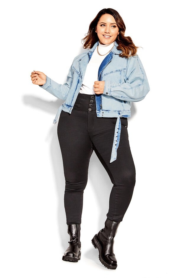 Retro Denim Jacket - light wash, BLUE, on-hover image number 1