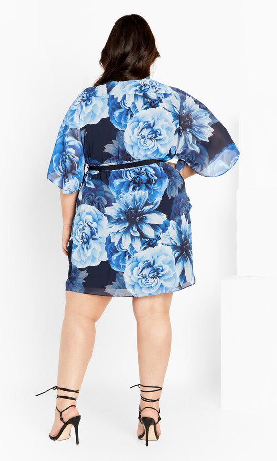 Color Wrap Print Dress - night bloom, NAVY NIGHT BLOOM, alternate image number null