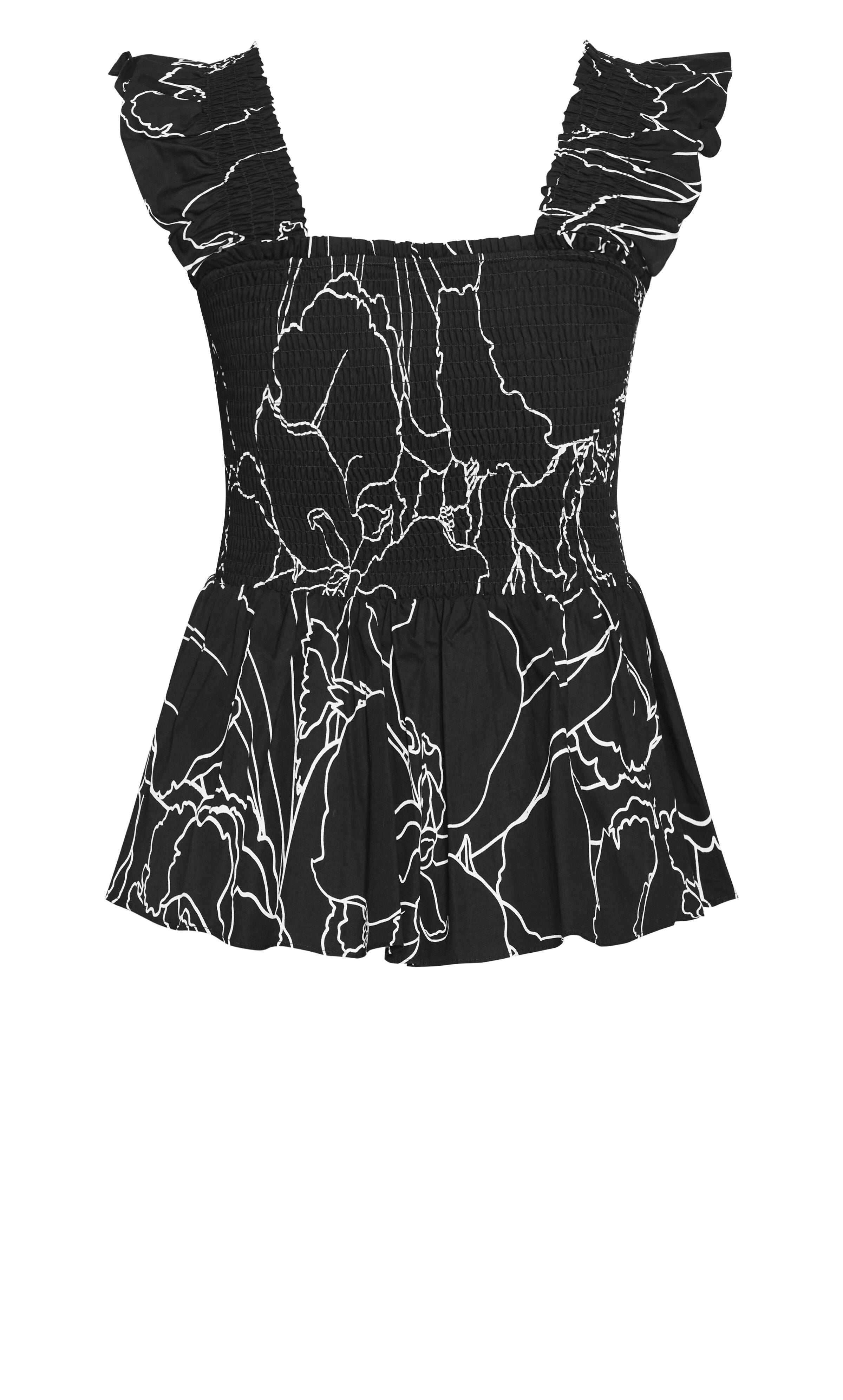 Marli Print Top - black, BLK WILD FLOWER, alternate image number 4