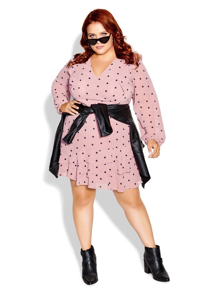 Sabrina Dress - pink polka dot, PINK, on-hover image number null